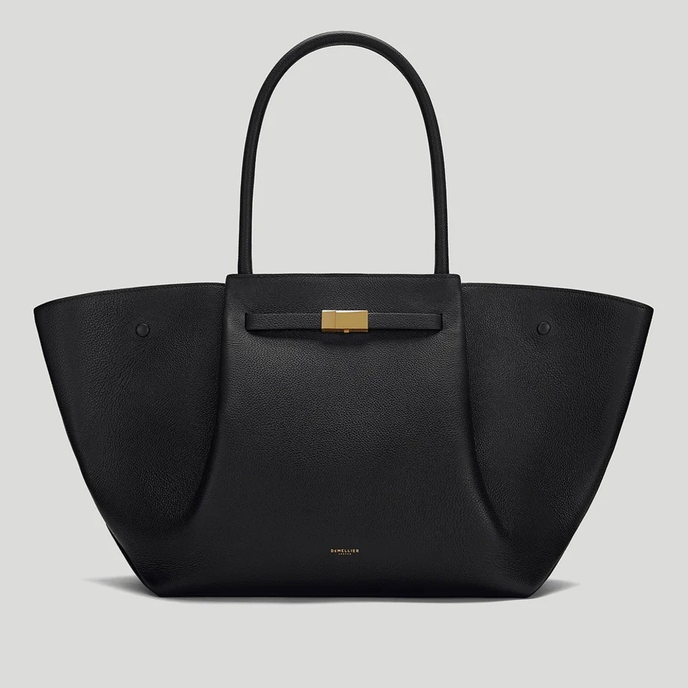 EUC DEMELLIER THE NEW YORK TOTE BAG IN BLACK GRAIN LEATHER